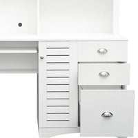 Desktop Computer Desk with Hutch, Bookshelf, Storage, Drawer, Home Office Writing Table, Student Study Laptop Tables Workstation, Wood Desk Bookcase Combination, for Small Space, White