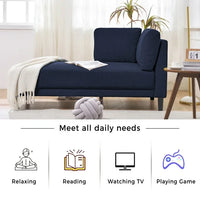 Chaise Lounge Indoor, 65" Mid-Century Modern Fabric Corner Lounge Chair, Modern Upholstered Chaise Sofa with High Resilience Foam Cushions for Sleeping Living Room Bedroom Office Apartment, Blue