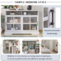 Accent Storage Cabinet, Wood Buffet Table with 2 Glass Sliding Doors & Adjustable Shelves, Modern Sideboard with for Living Room Entryway and Bedroom, 47.6”L x 15.5”W x 33”H, Antique White