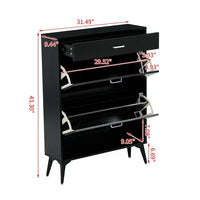 Shoe Cabinet with 2 Flip Drawers,Entryway Shoe Storage Cabinet with Open Shelves and Drawer,Shoe Storage Shelves for Entryway Hallway,Black