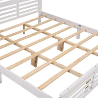 Platform Bed Frame with Headboard and Footboard, Wood Slat Support, King Size Horizontal Strip Hollow Shape Bed Frame, No Box Spring Needed,White
