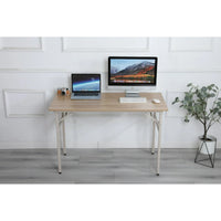 Folding Desk No Assembly Required, Wooden Computer Desk with Adjustable Leg Pad, Home Office Desk Study Writing Desk Gaming Table for Small Space, 31.5x15.7", Beige