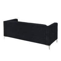 77.3"×32" Mid Century Velvet Sofa, 2-3 Seater Modern Couch, Exquisite Loveseat with Vertical Striped Decoration and Metal Legs Upholstered Sofa Couch for Living Room, Bedroom, Apartment, Office, Black