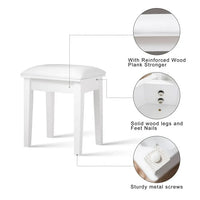 Vanity Desk Set with Flip Top Mirror, Dressing Table with 2 Drawers, Stylish Vanity Table with Stool, Removable Dividers, for Bedroom, Reading Room, White