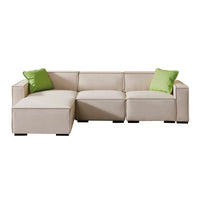 102" Modern Convertible Sectional Sofa with 2 Pillows,Linen Fabric L Shape Modular Couch with 2 Convertible Ottoman Chaises & Thicked Seat Cushion, DIY Combination 3-Seat Individual Seat Sofa