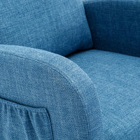 Upholstered Nursery Rocking Chair Indoor, Accent Glider Rocker with Headrest, Side Pockets and Wood Base, Comfy Lounge Single Sofa Chair for Living Room, Bedroom, Weight Capacity 300 Pounds, Blue
