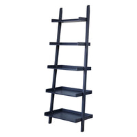 5 - Tier Ladder Shelf,Wood Open Storage Shelves,Freestanding Ladder Bookshelf for Home Office,Living Room,Bedroom,Navy Blue