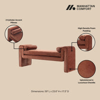 Triple Tree Chenille Accent Bench in Terracotta