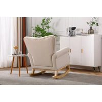 Modern Rocking Chair, Upholstered Accent Chair with Padded Seat,Small Contemporary Rocker for Nursery, Playroom, Bedroom and Living Room,Kids Cushioned Arm Chair,Beige