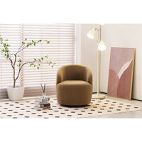 Swivel Accent Chair, Modern 360°Swivel Barrel Chair Leisure Chair, Accent Round Barrel Chair Reading Chair, Round Bucket Arm Chair with Comfy Tufted Back for Living Room Bedroom, Chocolate