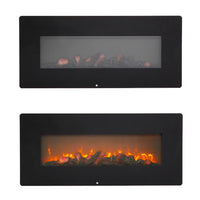 42-Inch Wall Hanging Electric Fireplace Heater with Realistic Flame, Fireplace Stove Heater with Remote Control, Fireplace Stove for Indoor, 1400W, Black
