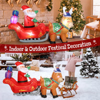 Christmas Inflatables Decoration Outdoor, 7ft Santa Claus and Reindeer Christmas Blow Up Yard Decorations Build-in 8pcs LED Lights, 24W Strong Blower Christmas inflatables Decor for Indoor Party