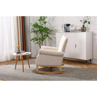 Modern Rocking Chair, Upholstered Accent Chair with Padded Seat,Small Contemporary Rocker for Nursery, Playroom, Bedroom and Living Room,Kids Cushioned Arm Chair,Beige