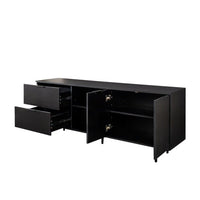 Modern TV Stand, Entertainment Center with 2 Drawers, 2 Open Shelves and 1 Storage Cabinet, TV Media Console for Living Room, Bedroom and Office, 62.99''L x 15.75''W x 25''H, Black