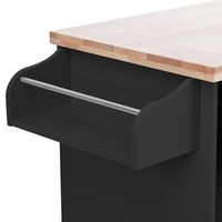 Kitchen Island on Wheels, Portable Kitchen Cart with 1 Storage Cabient, 2 Drawers and 3 Open Shelves, Rolling Kitchen Island with Lockable Rollers, Towel Holder and Spice Rack, Black