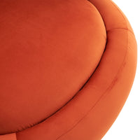 Velvet Barrel Chair, Upholstered Club Chair with Ottoman, Golden Legs, and Round Armrest, Accent Chair for Living Room, Bedroom, Weight Capacity 500 Pounds, Orange