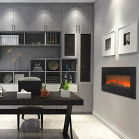 42" Electric Fireplace Inserts Wall Mounted Fireplace with Remote Control, 1400W Fireplace Heater, Led Wall Fireplace Electric with Three Flame Level, Fireplace Single Color/Fake Wood/Heating Wire