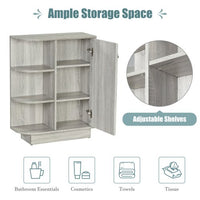 Bathroom Storage Cabinet, Bathroom Console Table Open Style Shelf Cabinet with Adjustable Shelves & 1 Door, Free-Standing 3 Tier Wood Side Table for Living Room,Bathroom, Kitchen