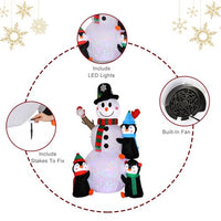 6Ft Lighted Christmas Inflatable Snowman with Three Cute Penguins, Building Color LED Lights Outdoor Indoor Holiday Decorations Blow up Yard Inflatables Home Decor