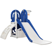 4 in 1 Climbing Toys for Toddlers, Freestanding Playground Climber Slide Playset with Basketball Hoop & Slide & Climbing Ramp & Hidden Space, Play Combination Amusement Park for Indoor & Outdoor, Blue
