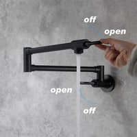 JINS&VICO Vintage Design Wall Mounted Pot Filler Kitchen Stove Faucet, Brass Sink Faucet with 2 Metal Handles and Folding Stretchable Lever, Easy to Install, Black