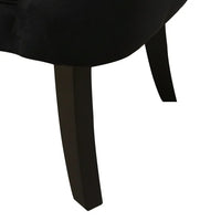 Modern Velvet Accent Chair with Solid Wood Legs, Tufted Vanity Chairs with Back, Accent Makeup Chair with Wood Frame, Single Sofa Chair for Bedroom, Living Room, Office, Study Room, Black
