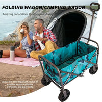Collapsible Folding Utility Wagon Cart with Storage Bag and Anti-Steel Frame, Portable Hand Cart with Rolling Wheels and Ergonomic Handle, Utility Pull Cart Grocery Sport Cart for Outdoor