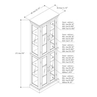 Lighted Curio Cabinet with Glass Doors, Tempered Glass Display Cabinet with Adjustable Shelves and Mirrored Back Panel, Tall Glass Storage Cabinet for Living Room, E26 Light Bulb Not Included