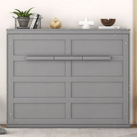Full Size Mobile Murphy Bed Wall Bed Chest Versatility Bed, Wood Murphy Bed Wall Bed Frame, Foldable Platform Bed Folded into Cabinet, Folding Bed Cabinet Bed, Bedroom Furniture, Gray