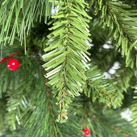 7.5 FT Upside Down Christmas Tree, Hinged Spruce Full Tree Christmas Tree with Artificial Berries and Santa's Legs, 1500 Lush Branch Tips, PVC Pine Needles, Artificial Holiday Christmas Pine Tree