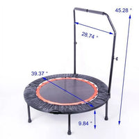 Mini Trampoline 40" Foldable, Fitness Rebounder with Adjustable Foam Handle, Exercise Trampoline for Adults Indoor/Garden Workout Max Load 330lbs