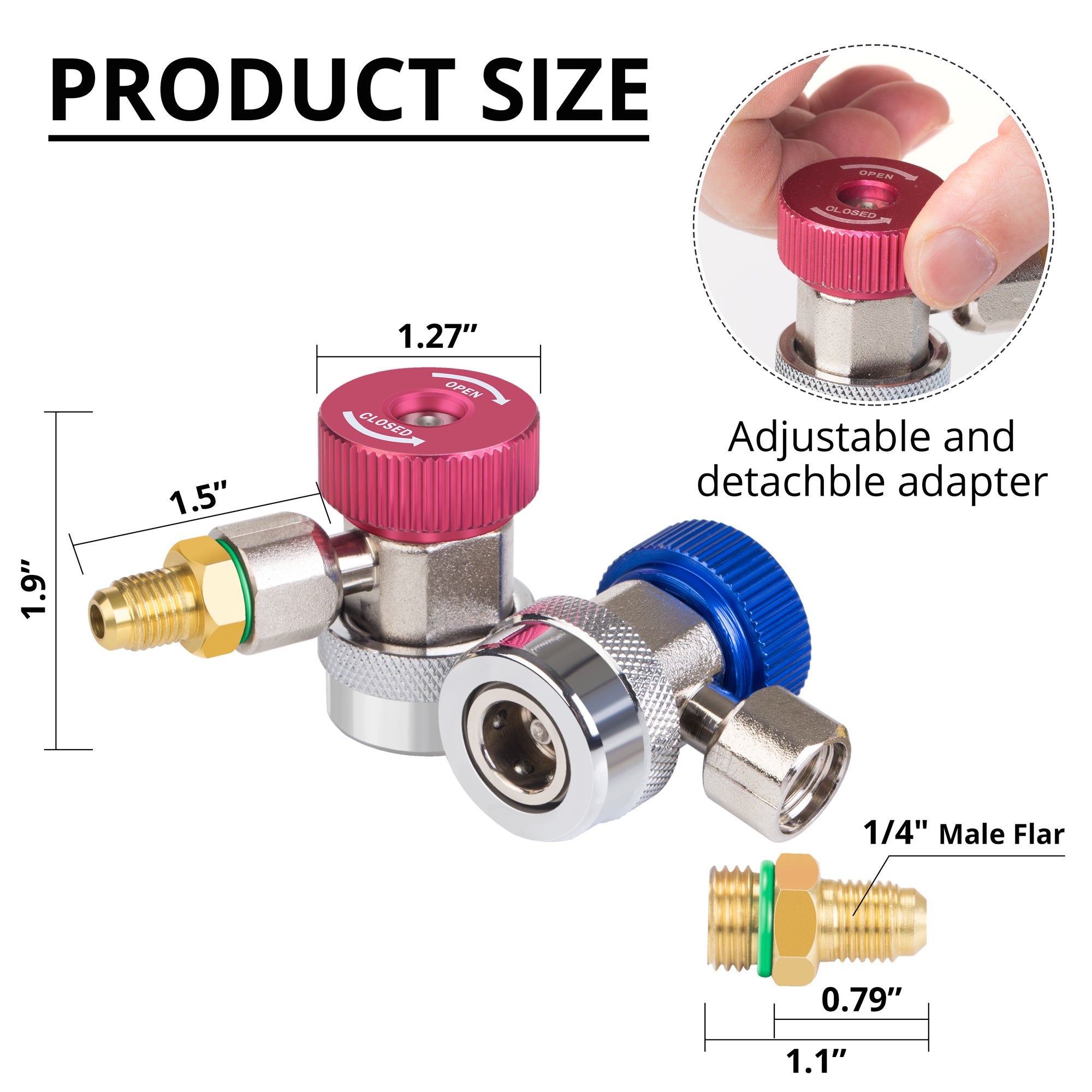 thumbnail image 2 of R134a Quick Coupler Adapter Set High/Low Side AC HVAC Conversion Kit 2 of 6