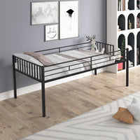 Metal Triple Bunk Bed for 3, Twin over Twin Bunk Bed with Shelf and Ladder, Can be divided into 3 Separate Bed, Metal Bunk Bed Frame with Safety Rail & Slats Support, No Box Spring Needed, Black