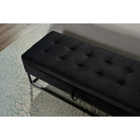 58.6" Storage Bench Velvet Upholstered End of Bed Storage Ottoman Bench Modern Button Tufted Ottoman Bench with Large Storage Space & Metal Legs for Living Room Entryway Bedroom Window Seating, Black