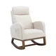 Modern Rocking Chair Nursery Upholstered Glider Chair with Side Pocket, Comfortable Rocking Accent Armchair with High Back and Rubber Wood Legs for Living Room Bedroom Reading Room Lounge, Beige
