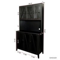 Kitchen Pantry Cabinet, Freestanding Storage Cabinet Cupboard with 6 Doors and Open Shelves, Sideboard Floor Cupboard Cabinet with Open Shelves for Home Dining Room, Living Room and Entryway