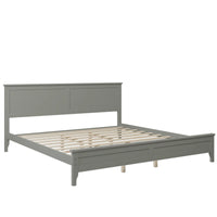 Modern Solid Wood King Size Platform Bed with Headboard/Footboard, Wood Bed Frame Wood Slat Support, Deluxe Wood Platform Bed Frame, No Box Spring Needed, for Adults, Teens, Gray