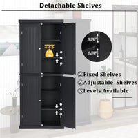 Freestanding Modern 4 Door Kitchen Pantry, Storage Cabinet Organizer with 4 Doors and Adjustable Shelves, 72.4"H-Black