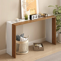 Modern Console Table for Entryway, Minimalist Style Sofa Table with Color-blocked for Living Room, Hallway, Office (Brown+White)