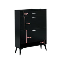 Shoe Cabinet with 2 Flip Drawers,Entryway Shoe Storage Cabinet with Open Shelves and Drawer,Shoe Storage Shelves for Entryway Hallway,Black