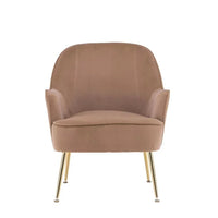 Ergonomics Velvet Accent Chair with Arms, Upholstered Side Chairs Leisure Chair with Adjustable Footpad for Living Room Bedrooms, Brown