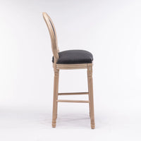 Counter Height Bar Stools Set of 2, French Country Bar Height Chairs with Upholstered Seat & Floral Carved Legs, Wooden Barstools for Pub, Restaurant, Kitchen, 300LBS Weight Capacity, Dark Gray