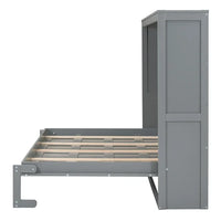 Full Size Mobile Murphy Bed Wall Bed Chest Versatility Bed, Wood Murphy Bed Wall Bed Frame, Foldable Platform Bed Folded into Cabinet, Folding Bed Cabinet Bed, Bedroom Furniture, Gray