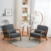 Accent Chairs, Single Bronzing Cloth Lounge Reading Armchair with Solid Wood Frame, Mid Century Modern Arm Chairs for Living Room, Bedroom (Dark Gray)
