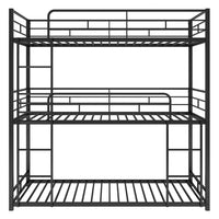 Bunk Beds for Kids, Solid Wood Twin Triple Bunk Beds / Loft Bed for Kids/Adults,Twin over Twin Triple Bunk Bed, Bed Frame with Guardrail and Ladder,No Box Spring Needed,Black