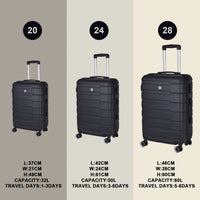 3 Piece Luggage Sets, Expandable ABS+PC Hardside Luggage with Spinner Wheels, Lightweight Durable Carry on Luggage Suitcase with TSA Lock for Women Men, 20"/24"/28" (Black)