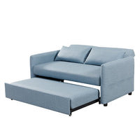 Convertible Sleeper Sofa,Leather Loveseat Sleeper Pull Out Sofa Bed Convertible Sofa Sleeper with Adjustable Backrest,2 Pillows,Side Pockets,Multi-Function Loveseat Couch for Living Room Office,Blue