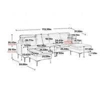 U Shaped Sectional Sofa, Contemporary Reversible sofa Couch with Movable Ottoman,Velvet Sectional Sofa Couch Set for Living Room, Apartment, Olive