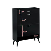 Shoe Cabinet with 2 Flip Drawers and Open Shelf,Free Standing Shoe Racks Storage Cabinet with Metal Legs,Shoe Rack Organizer Entrance Shoe Storage Cabinet Narrow Closet for Entryway Hallway,Black