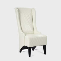Chair with Super High Wing-Back, 22" Wide Wing Back Accent Chair with Solid Wood Legs & Diamond Lattice Design, Modern Tufted Leisure Chair Velvet Upholstered Side Chair for Living Room, White